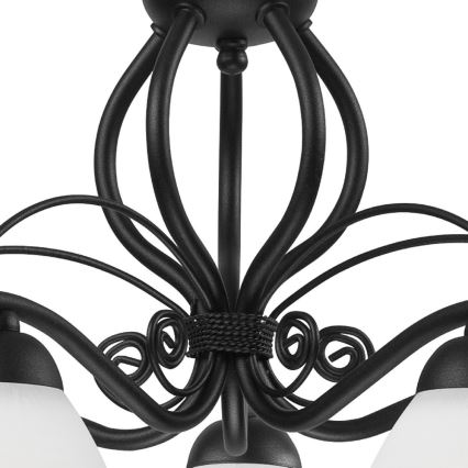 Candelabru RETRO II pe lanț, 5xE27/60W/230V, negru mat