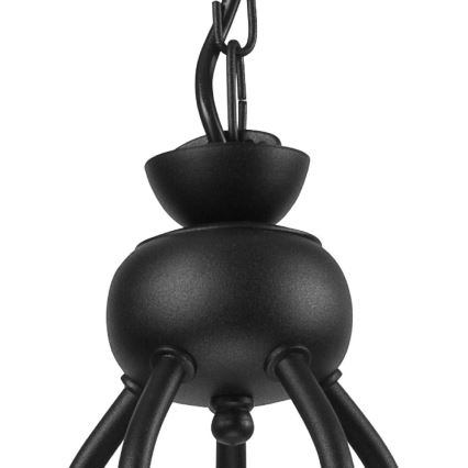 Candelabru RETRO II pe lanț, 5xE27/60W/230V, negru mat