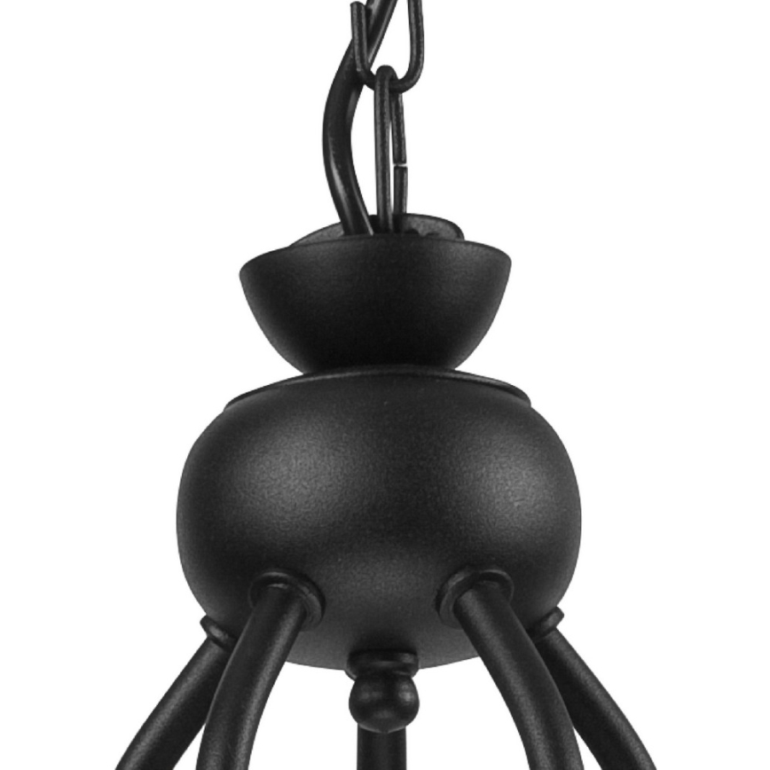 Candelabru RETRO II pe lanț, 5xE27/60W/230V, negru mat