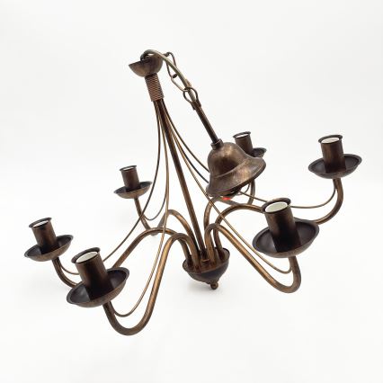 Candelabru suspendat ANTON pe lanț, 6xE14/60W/230V, bronz