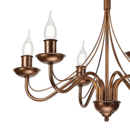 Candelabru suspendat ANTON pe lanț, 6xE14/60W/230V, bronz