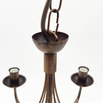 Candelabru suspendat ANTON pe lanț, 6xE14/60W/230V, bronz
