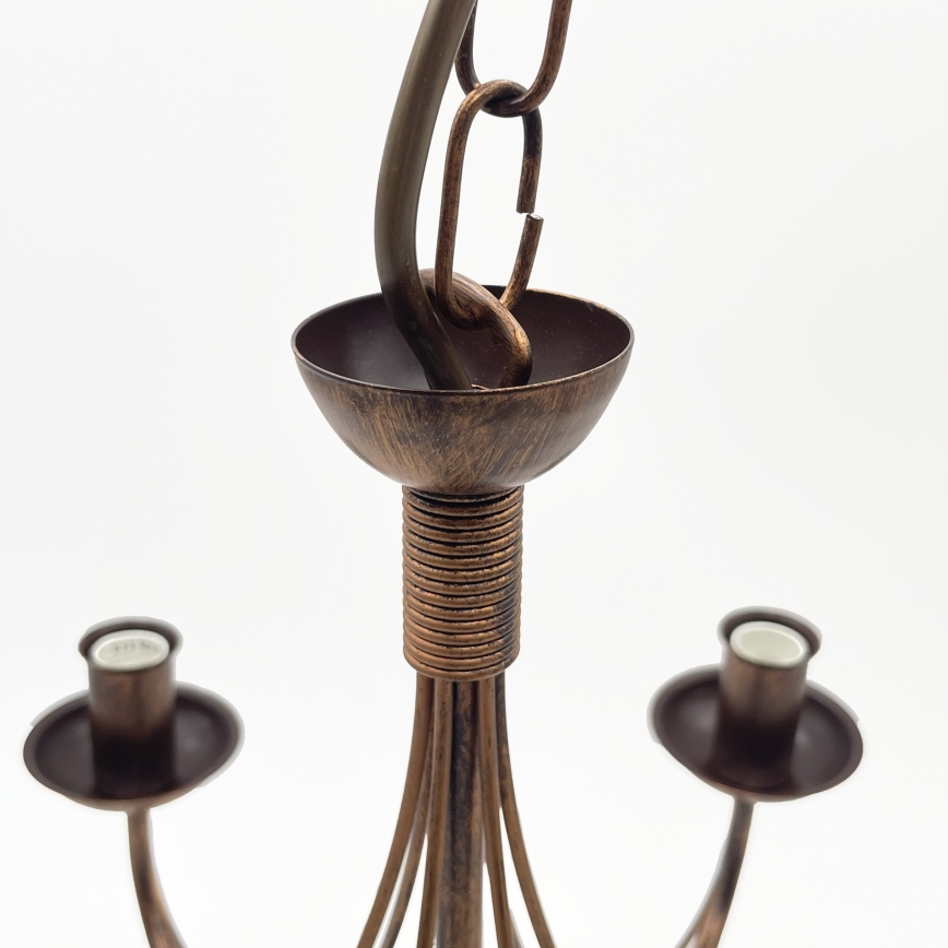 Candelabru suspendat ANTON pe lanț, 6xE14/60W/230V, bronz