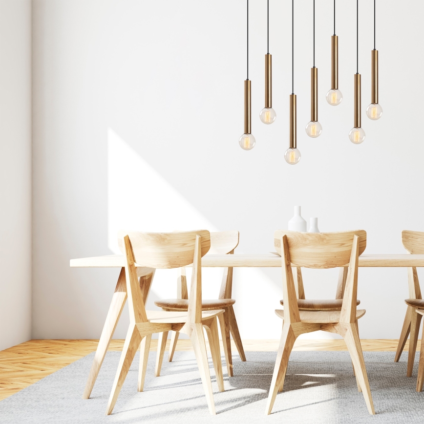 Candelabru suspendat cu cablu TEMPO 7xE27/40W/230V, auriu