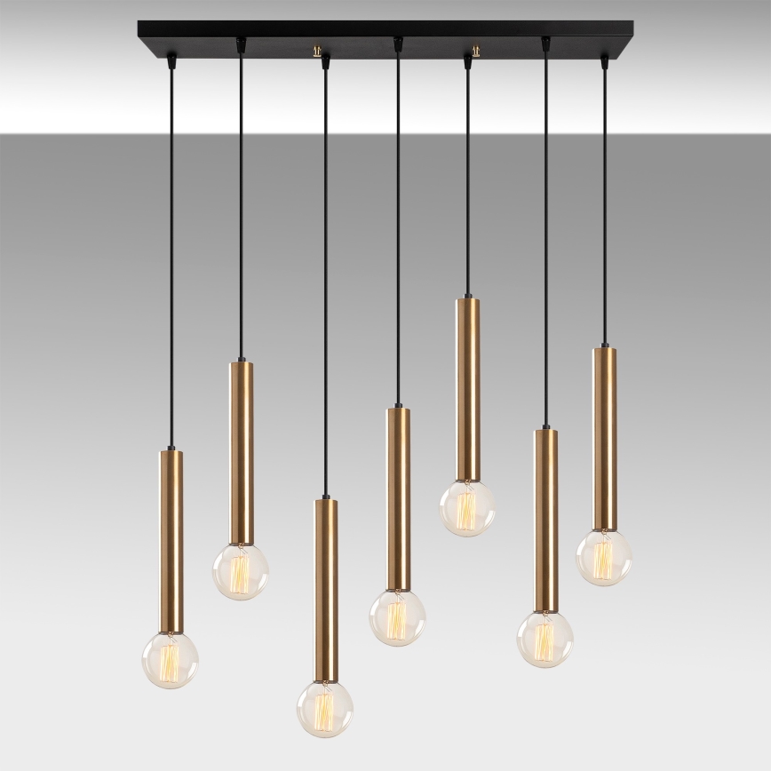 Candelabru suspendat cu cablu TEMPO 7xE27/40W/230V, auriu