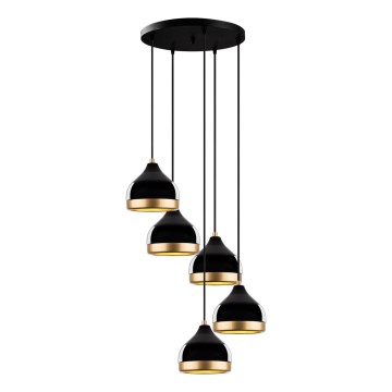 Candelabru suspendat cu cablu YILDO 5xE27/40W/230V negru/auriu