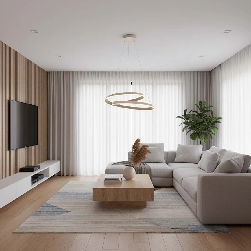 Candelabru suspendat LED CASHMERE pe cablu, 75 W, 230 V, Ø 60 cm, bej