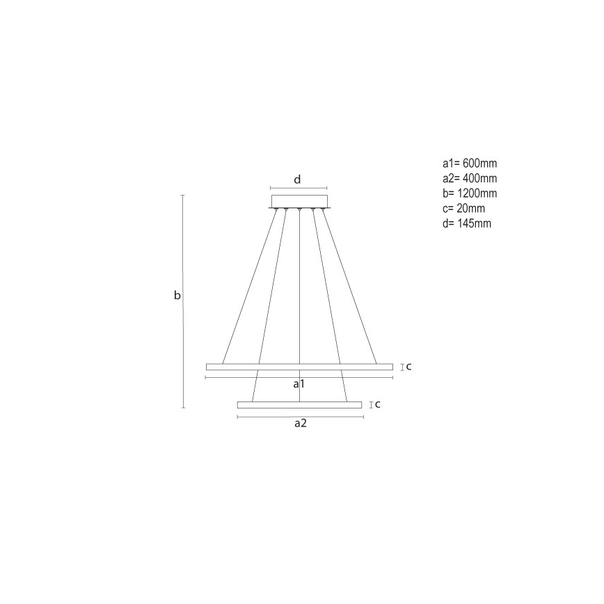 Lustră LED reglabilă pe cablu, 55W, 230V, 3000-6500K, Ø 60 cm, cu telecomandă
