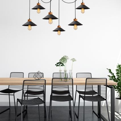 Candelabru suspendat MANAVGAT 6xE27/40W/230V, stil păianjen, negru/maro