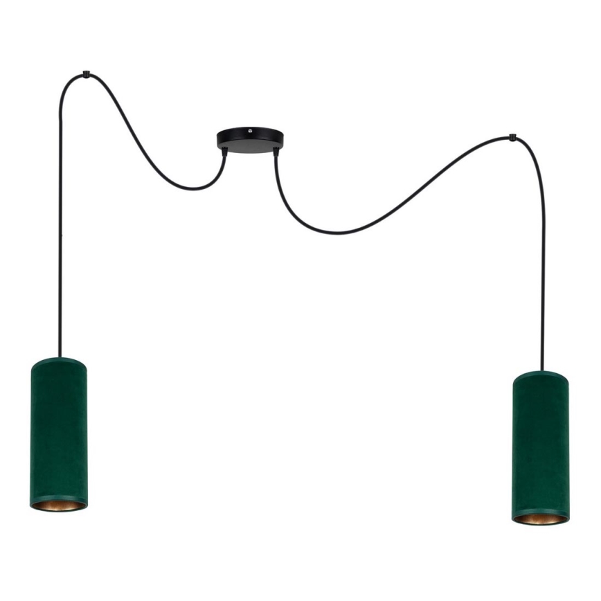 Candelabru suspendat pe cablu AVALO 2xE27/60W/230V verde cupru/spider