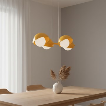 Candelabru suspendat pe cablu BOOM 4xG9/8W/230V, portocaliu