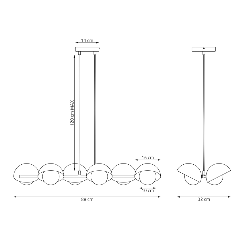 Candelabru suspendat pe cablu BOOM 6xG9/8W/230V negru