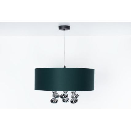 Candelabru suspendat pe cablu BUBBLE, 1xE27/60W/230V, Ø 50 cm, verde