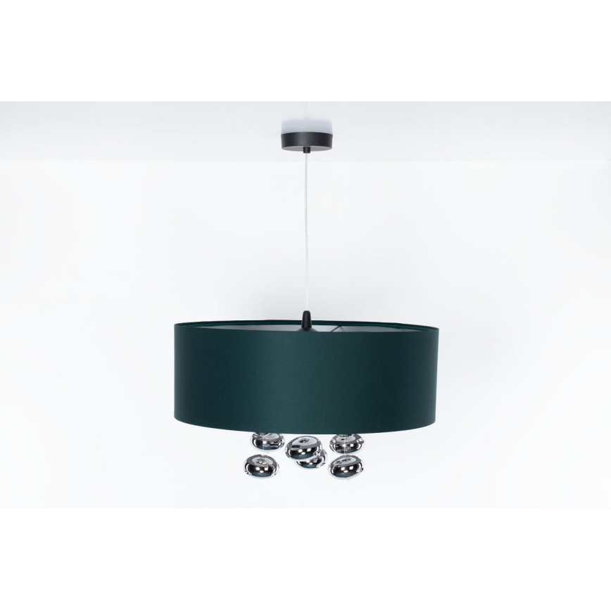 Candelabru suspendat pe cablu BUBBLE, 1xE27/60W/230V, Ø 50 cm, verde