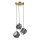 Candelabru suspendat pe cablu CRISTAL, 3x E14/15W/230V, alamă/negru fumuriu