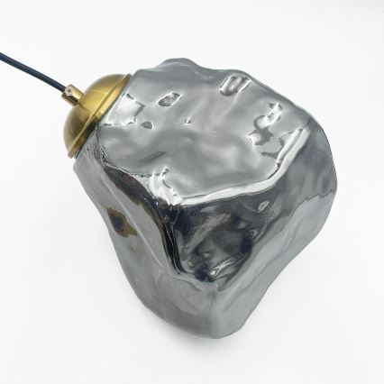 Candelabru suspendat pe cablu CRISTAL, 3x E14/15W/230V, alamă/negru fumuriu