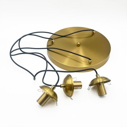Candelabru suspendat pe cablu CRISTAL, 3x E14/15W/230V, alamă/negru fumuriu