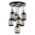 Candelabru suspendat pe cablu CRYSTALLINE 7xE27/40W/230V, negru