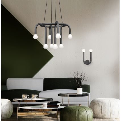 Candelabru suspendat pe cablu DELORI 8xG9/28W/230V, negru