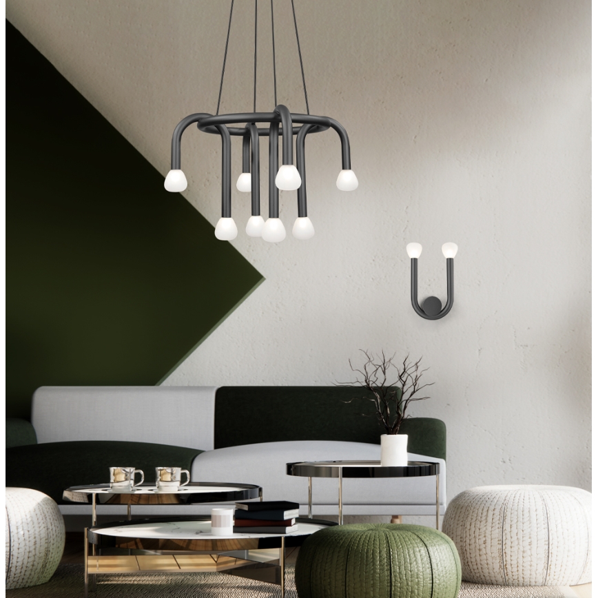 Candelabru suspendat pe cablu DELORI 8xG9/28W/230V, negru