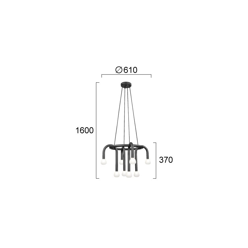 Candelabru suspendat pe cablu DELORI 8xG9/28W/230V, negru