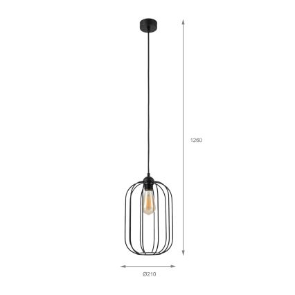 Candelabru suspendat pe cablu DESTELLO, 1x E27, 15W, 230V, Ø 21 cm, negru