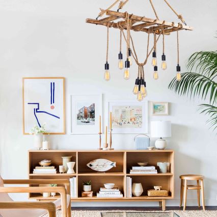 Candelabru suspendat pe cablu EREBOS 12xE27/40W/230V, maro