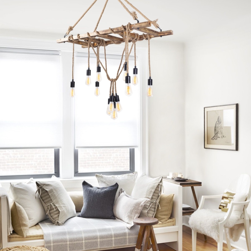 Candelabru suspendat pe cablu EREBOS 12xE27/40W/230V, maro