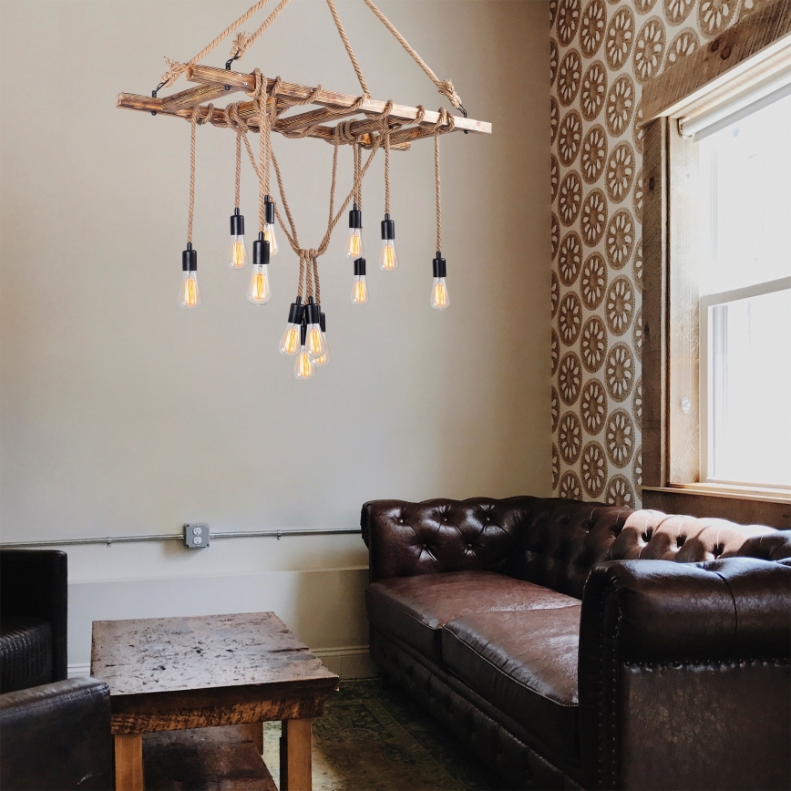 Candelabru suspendat pe cablu EREBOS 12xE27/40W/230V, maro