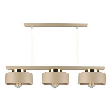 Candelabru suspendat pe cablu IGNIA 3xE27/60W/230V bej/auriu