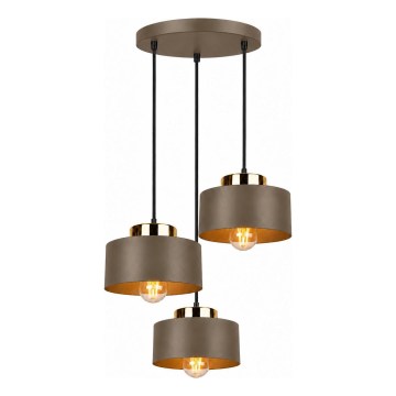 Candelabru suspendat pe cablu IGNIA 3xE27/60W/230V maro/auriu