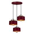 Candelabru suspendat pe cablu IGNIA 3xE27/60W/230V vișiniu/auriu