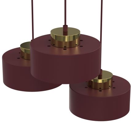 Candelabru suspendat pe cablu MARTI, 3 x E27, 15 W, 230 V, burgundiu/auriu