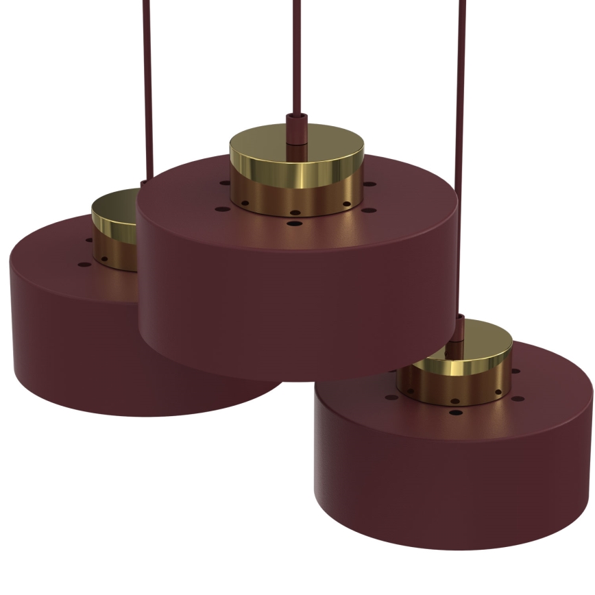 Candelabru suspendat pe cablu MARTI, 3 x E27, 15 W, 230 V, burgundiu/auriu
