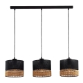 Candelabru suspendat pe cablu PAGLIA 3xE27/60W/230V 60 cm ratan