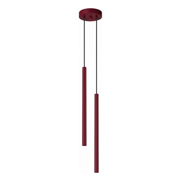Candelabru suspendat pe cablu PASTELO 2xG9/8W/230V roșu
