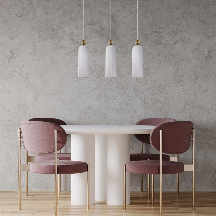 Candelabru suspendat pe cablu PIEGA 3xE14/40W/230V, alamă/alb