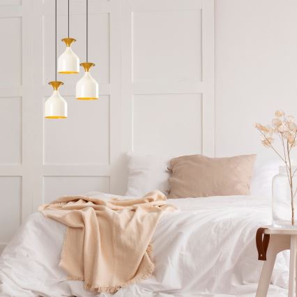 Candelabru suspendat pe cablu SIVANI 3xE27/40W/230V alb/cupru