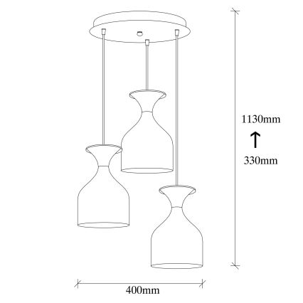 Candelabru suspendat pe cablu SIVANI 3xE27/40W/230V alb/cupru