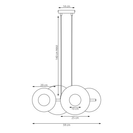 Candelabru suspendat pe cablu UMBRA 4xG9/8W/230V bej