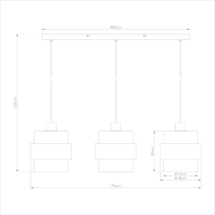 Candelabru suspendat pe cablu VALENTINO 3xE27/15W/230V bej/transparent