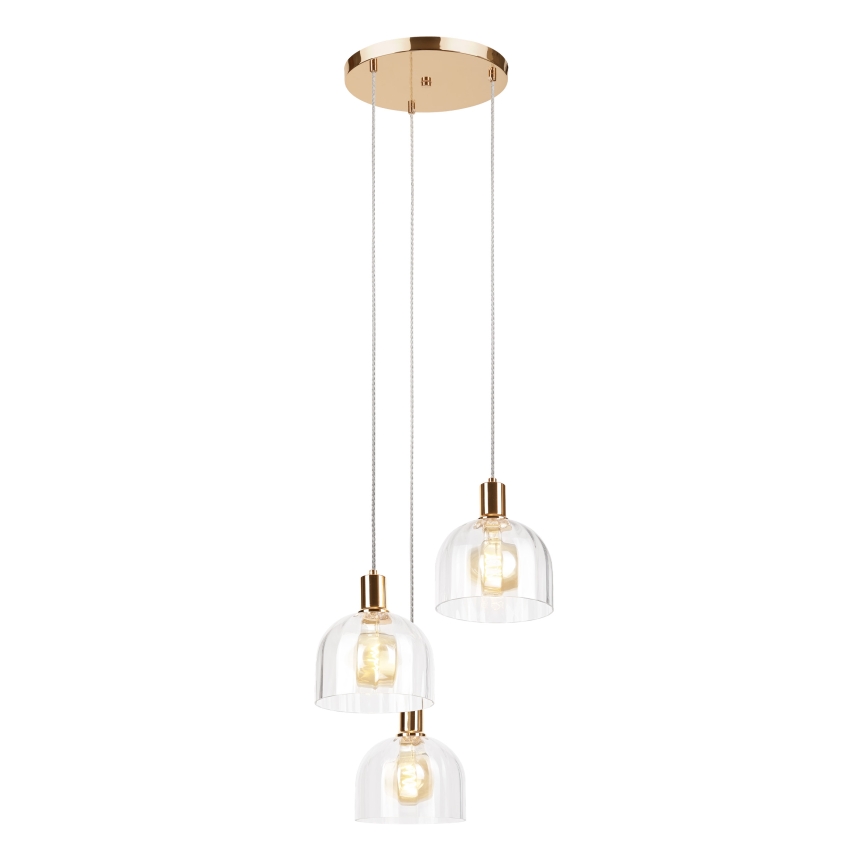 Candelabru suspendat pe cablu VIVE 3xE27/15W/230V auriu