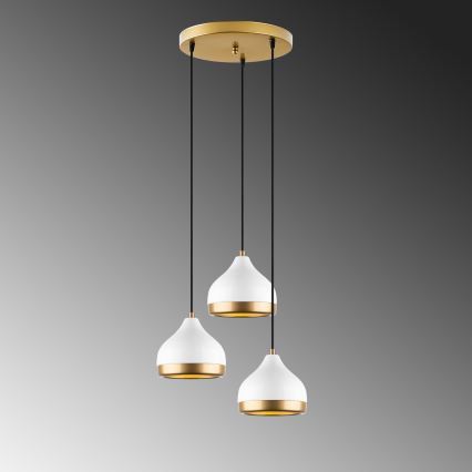 Candelabru suspendat pe cablu YILDO 3xE27/40W/230V alb/auriu