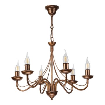 Candelabru suspendat pe lanț ANTON 6xE14/60W/230V bronzat