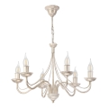 Candelabru suspendat pe lanț ANTON 6xE14/60W/230V, finisaj alb patinat