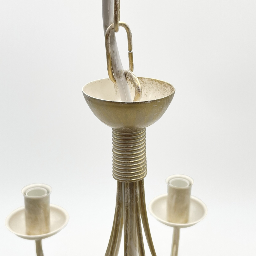 Candelabru suspendat pe lanț ANTON 8xE14/60W/230V, finisaj alb patinat