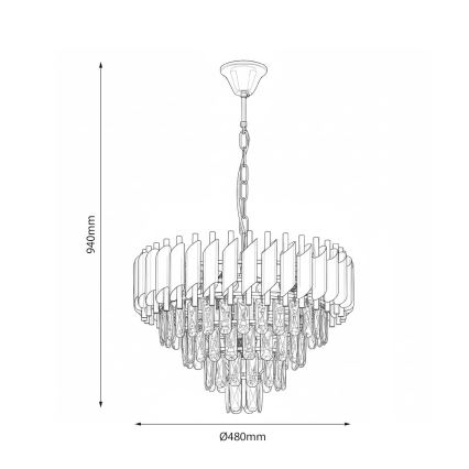 Candelabru suspendat pe lanț CRISTAL 7xE14/10W/230V negru/auriu