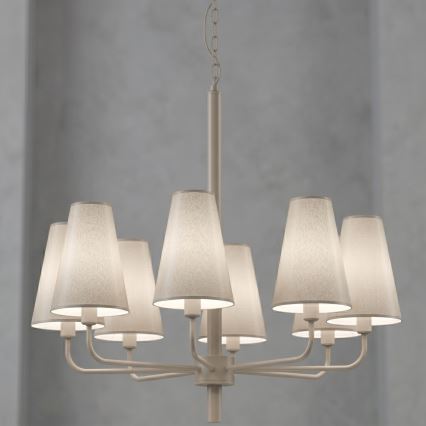 Candelabru suspendat pe lanț TORTOLA 8xE14/15W/230V bej