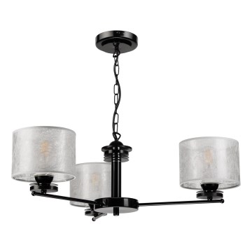 Candelabru suspendat ROSA cu lanț 3xE27/60W/230V negru/gri