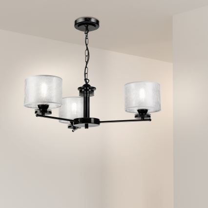 Candelabru suspendat ROSA cu lanț 3xE27/60W/230V negru/gri